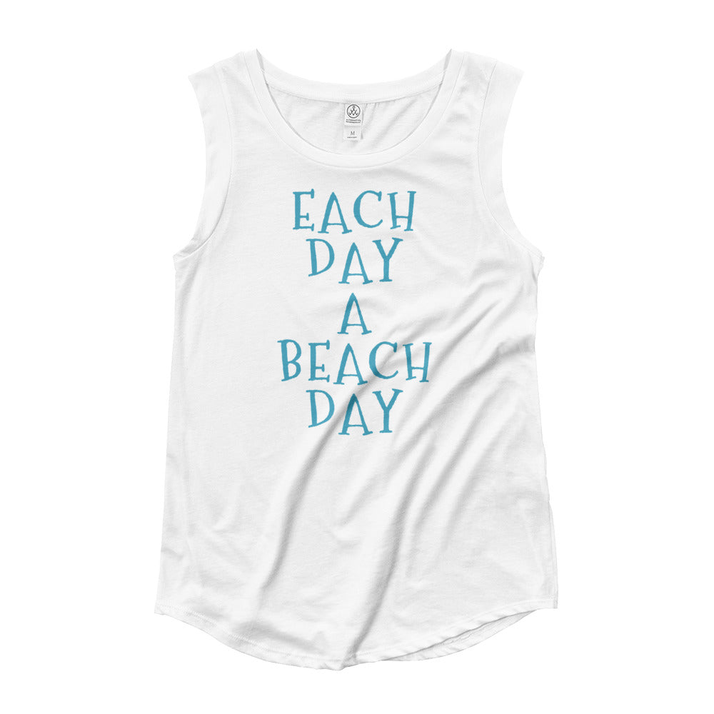 Each Day A Beach Day Ladies’ Cap Sleeve Tee